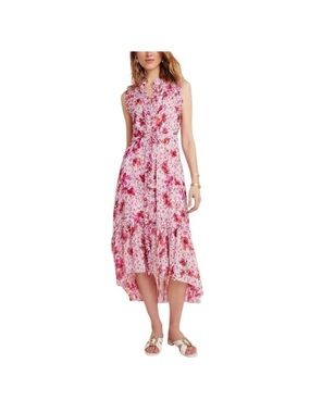 MISA Los Angeles Sleeveless Pink Floral High-Low Midi Dress